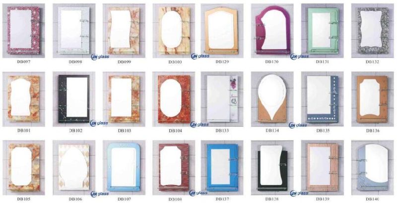 Home Decorative Bathroom Make up Resin with Shelf Double Layer Mirror