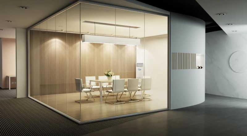 Modern Glass Partition HK55s 12mm Glass Aluminium Office Glass Partition