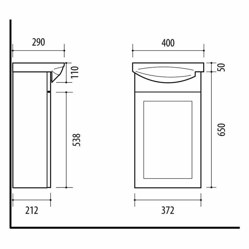 Furniture Bathroom Furniture Set 40cm Vanity Unit Guest Toilet Ceramic Washbasin