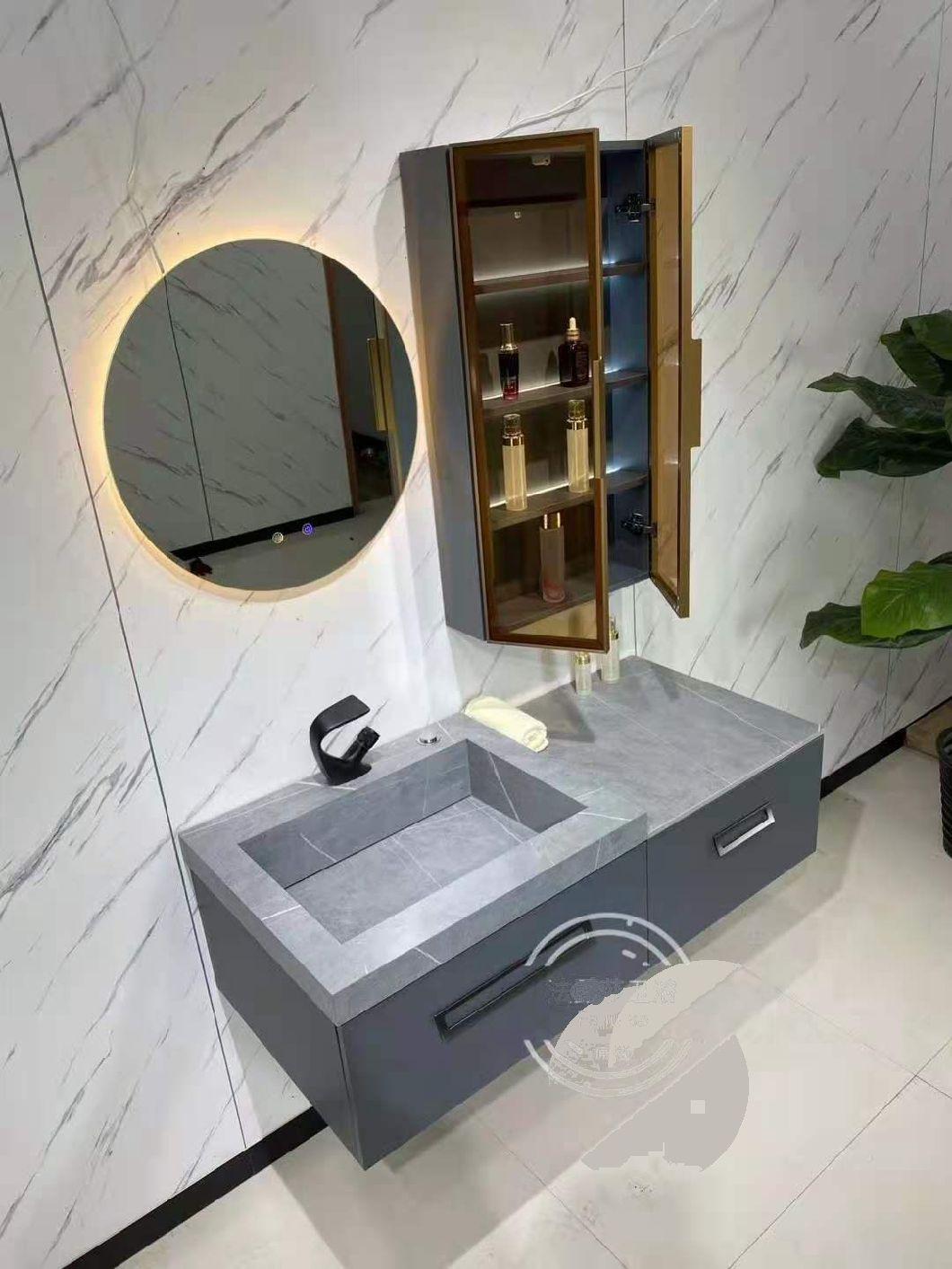 Italian Newest Design Modern Luxury MDF PVC Solid Wood Bathroom Furniture