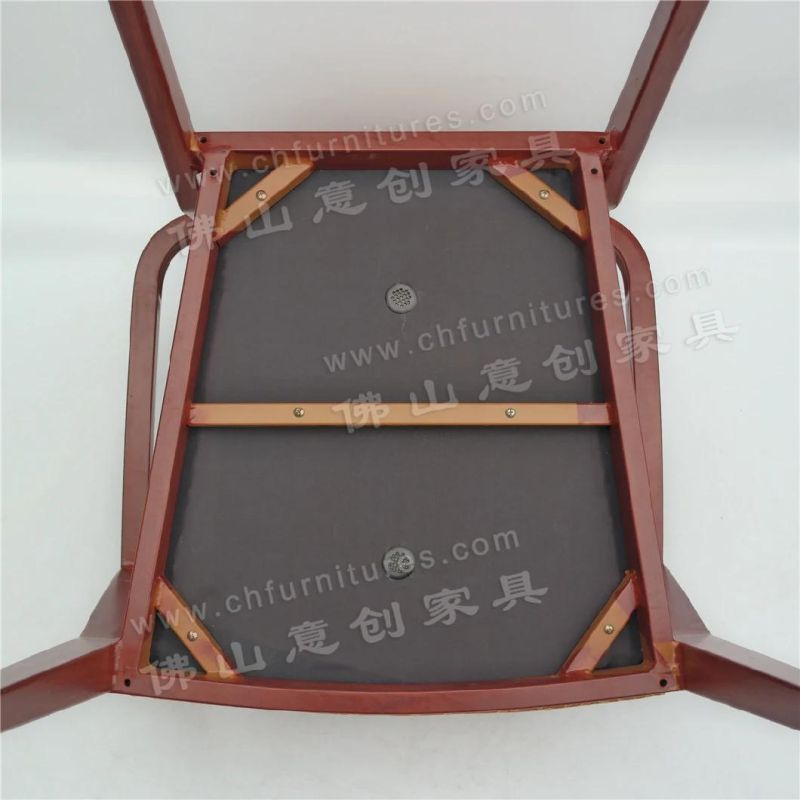 Modern Red Wood Grain Frame Pattern Backrest Home Outdoor Hotel Armrest Dining Chair