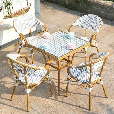 Modern Simplicity Stackable Restaurant Furniture Rattan Chairs with Armrests