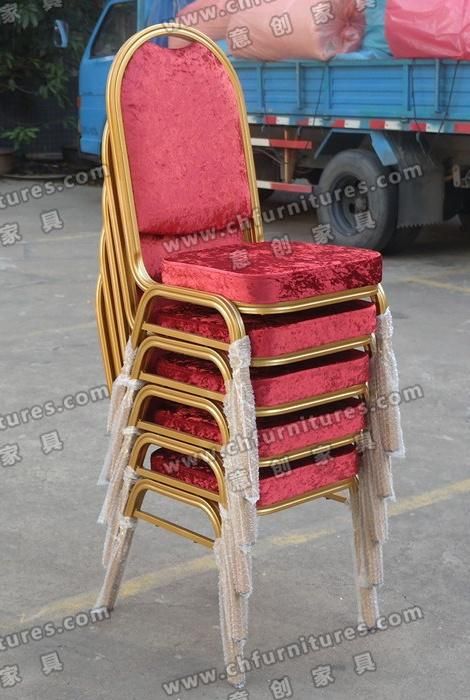 Gold Steel & Red Fabric Dining Chairs (YC-ZG38-01)