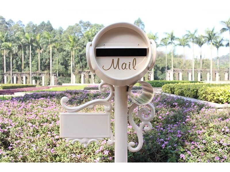 White Powder Coating Outdoor Free Standing Mailbox Letter Box with Lock