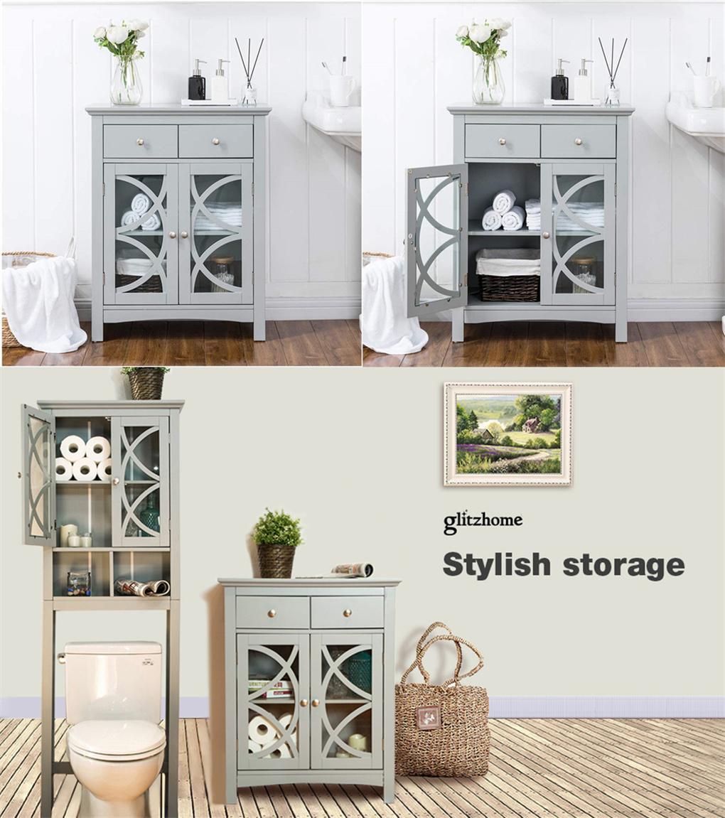 Modern Gray with Drawers and Doors 32.5 Inch Freestanding Wooden Storage Cabinet 0249