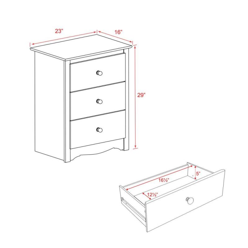 Nightstand with 3 Drawers, Dresser with Storage Shelf, Bedside Table/Closet Organizer, White