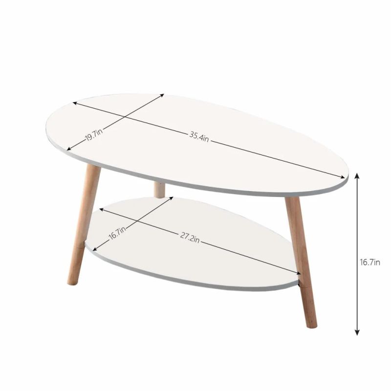 Small Coffee Table Modern Coffee Table Rustic Farmhouse Coffee Table Oval MID Century Coffee Table Retro Accent Table for Living Room Easy Assembly