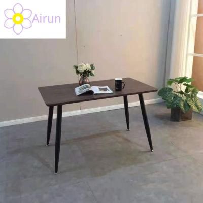 Modern Home Dining Room Wooden Furniture Wood MDF Dining Table with Metal Legs