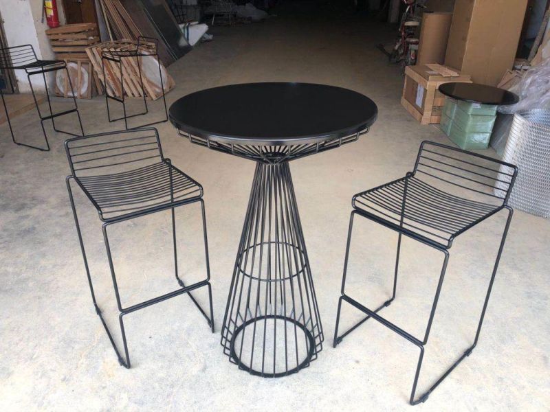 Modern Deisgn High Dry Metal Wire Round Bar Stool Table