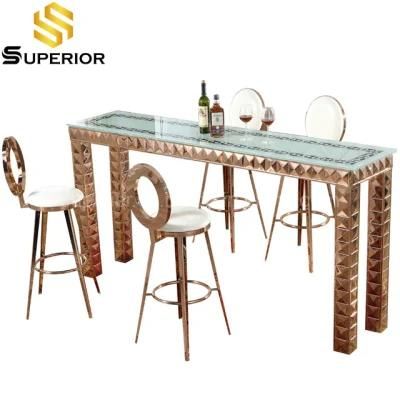 Modern Stainless Steel Bar Tables with Stools for Home Furniture