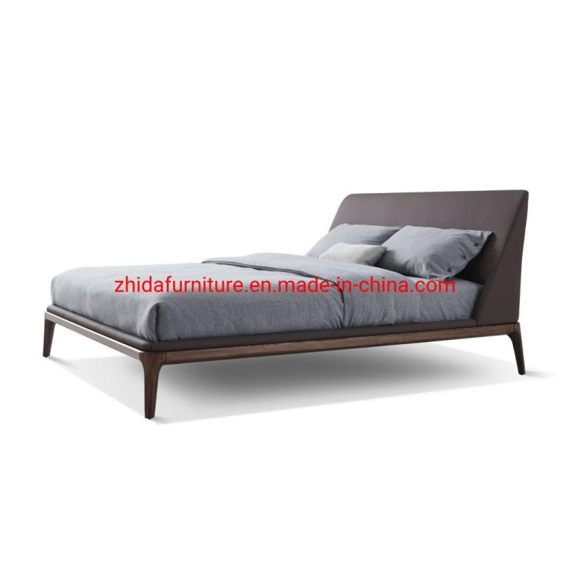 Chinese Hotel Home King Size Solid Wood Frame Modern Leather Bed