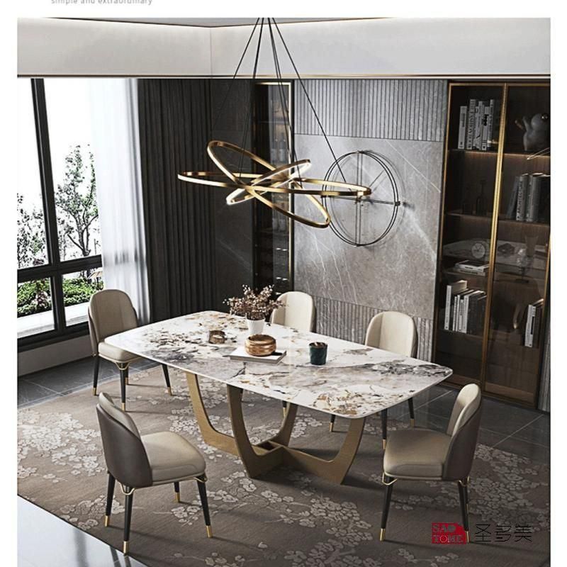 Modern Style Living Room Dining Room Slate Furniture Metal Base Dining Table