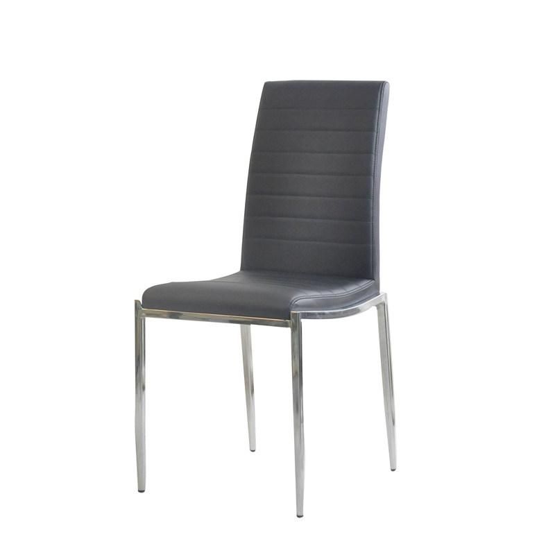 Wholesale Modern Nordic Luxury Metal Chromed Legs PU Dining Chair