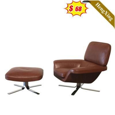 Hot Sale Modern Home Living Room Single Seat Leisure Sofas Simple Design Brown PU Leather Lounge Chair