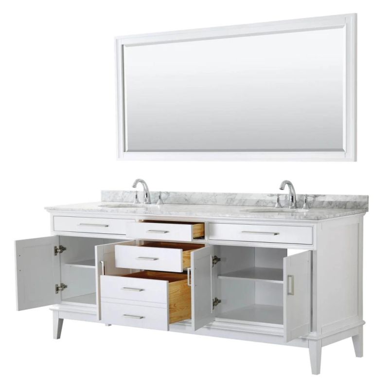 China Factory Wholesale Bathroom Vanity-White with Double Ceramic Sinks