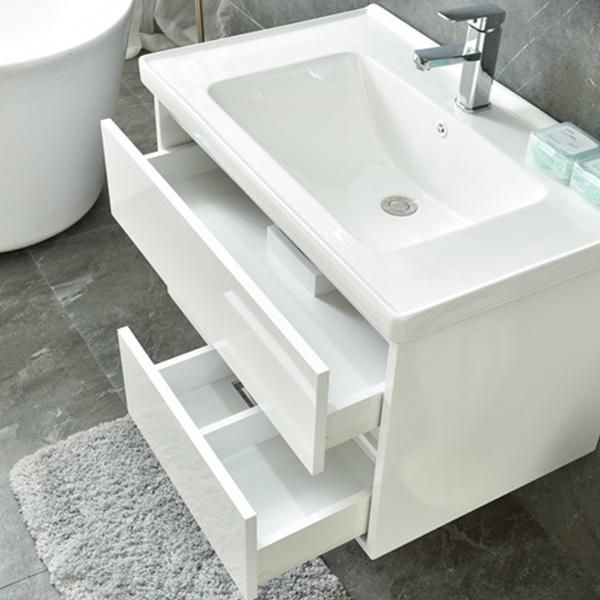 White Modern Hotel Single Sink Sanitary Ware Wall Cabinet Bathroom Vanity