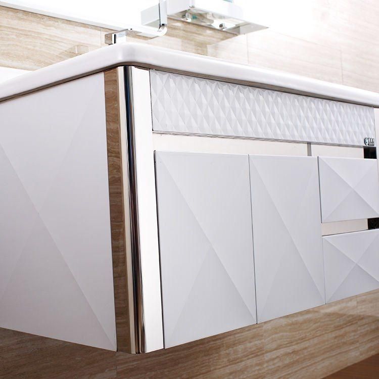 Non Modern Satin Steel Bathroom Cabinet