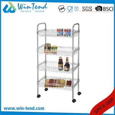 4 Tier Adjustable Chrome Metal Home Kitchen Service Handy Cart Trolley