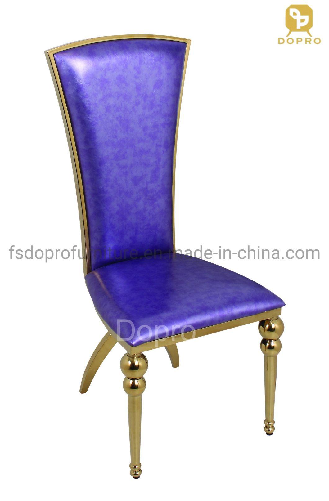 Modern Design Stainless Steel Base Purple PU Dining Chair for Hotel, Home, Restaurant