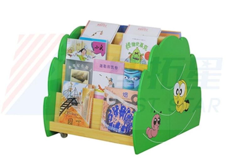 Movable Kids Cartoon Book Shelf, Children Book Case Shelf, Kindergarten Wood Book Rack Shelf, Preschool Book Storage Shelf, Library Book Shelf