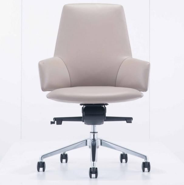 Modern Medium Back Ergonomic Rotary Leather Upholstery Stuff Office Chair