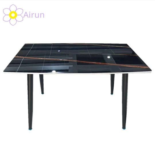 Italian Luxury Design Round Marble Glass Top Dining Table Set with Metal Legs