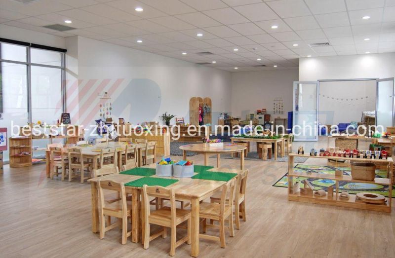 Best Star Children Rectangle Solid Wood Kids Table, , Children School Furniture, Preschool and Nursery Study Table, Kindergarten Classroom Student Table