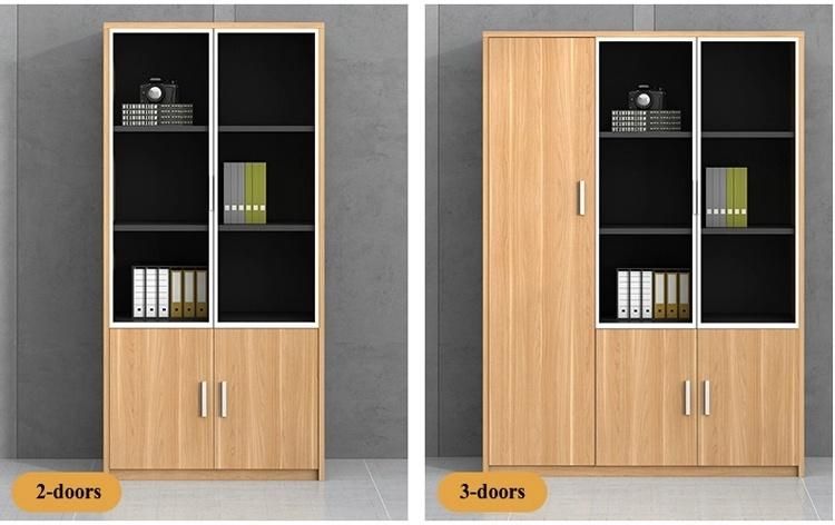 Modern Office Furniture Wooden Filling Cabinet with Glass Doors Customized