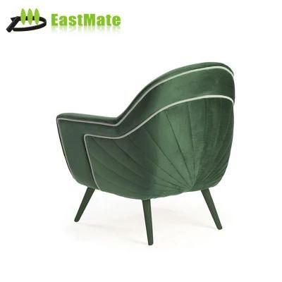 Green Fabric Wood Leg Leisure Modern High Back Chair