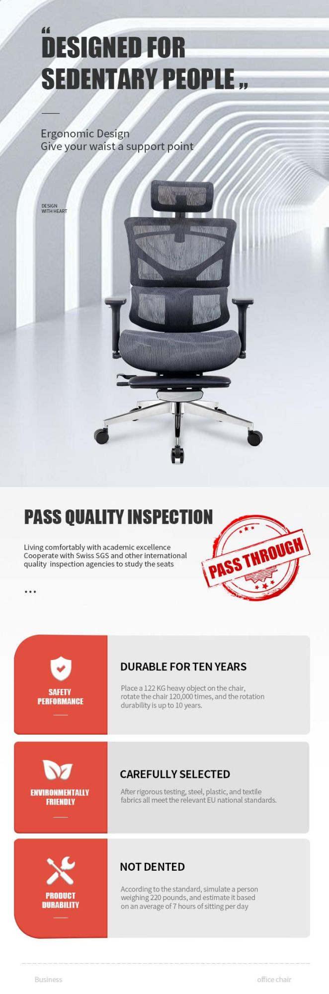 Modern High Back Comfortable BIFMA Mesh Manager Executive Ergonomic Office Chair with Footrest