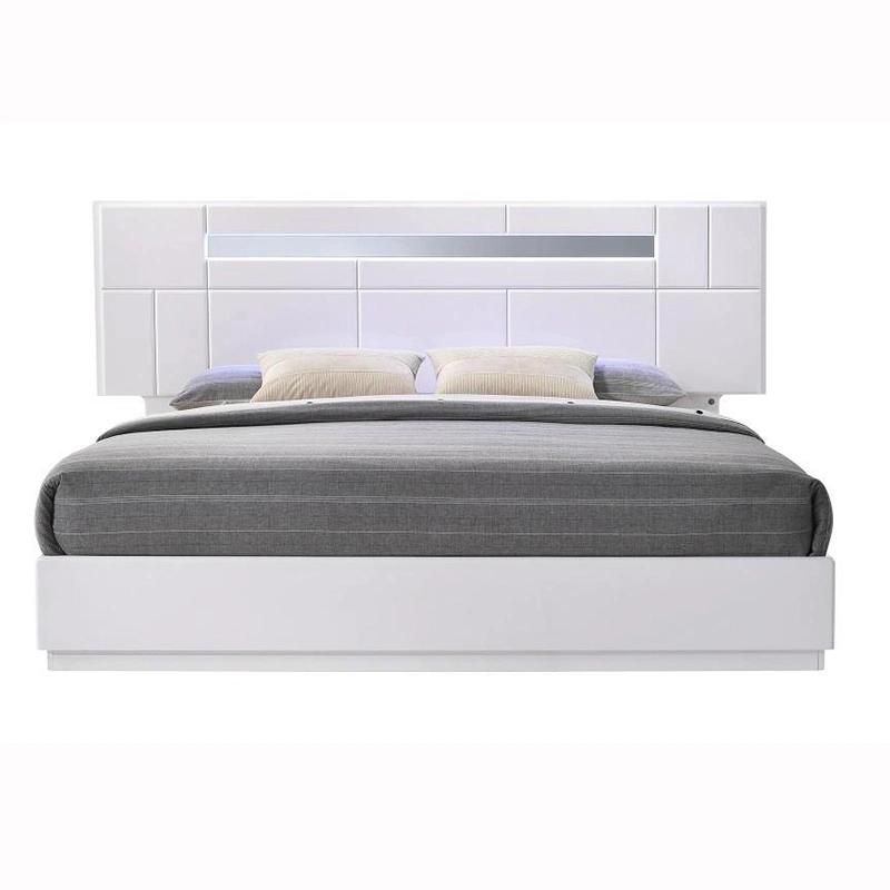 Latest Design Modern White High Gloss Bedroom Furniture Set King Queen Bed