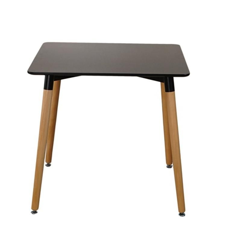 Nordic Beech Wooden Legs Square Design MDF Black Top Dining Table