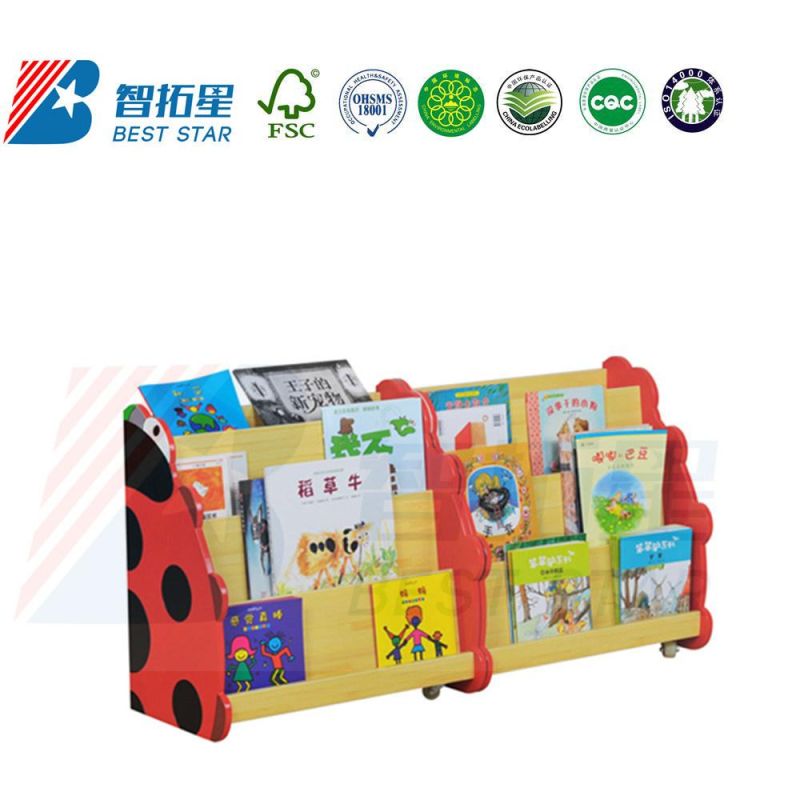 Kindergarten and Preschool Furniture, School Library Book Rack, Cartoon Kids Bookcase, Cartoon Book Storage Cabinet, Wood Display Children Storage Bookshelf