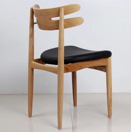 Indoor Solid Modern Wood Design with Leather Back Restaurant Chair