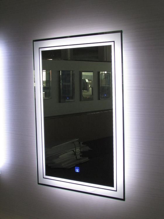 Modern Style Rectangular Time Display Mirror Bathroom Customized LED Backlit Defogger Smart Mirror