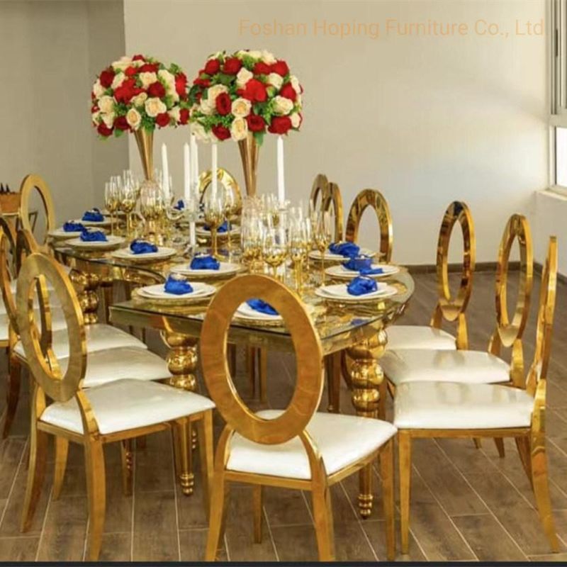 Antique Ball Leg Wedding Chair Table Special Gold Stainless Steel Marble Top Dining Room Table