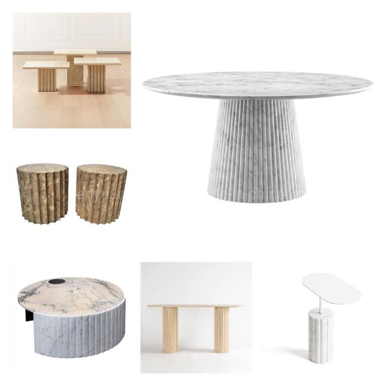 Travertine Marble Table Solid Stone Pedestal Modern Center Coffee Table Nordic Living Room Furniture