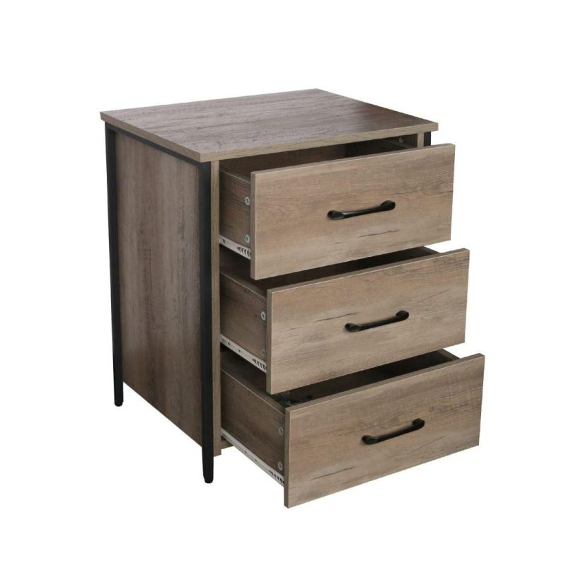 Nightstand Simple Side Table with 3 Drawers, Natural