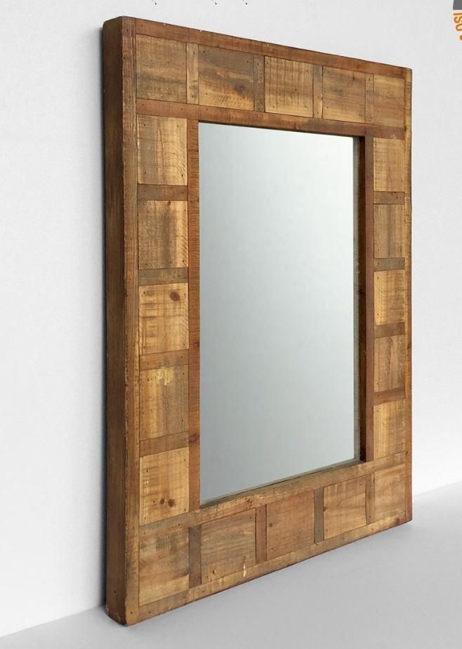 Modern Chinese Wood Wall Art Mirror Home Hotel Office Furniture Bathroom Wall Mirror (LH-M170849)