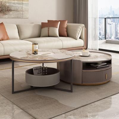 Slate Round Coffee Table Combination Modern Minimalist Designer Furniture Living Room Small Apartment Size Round Coffee Table Table