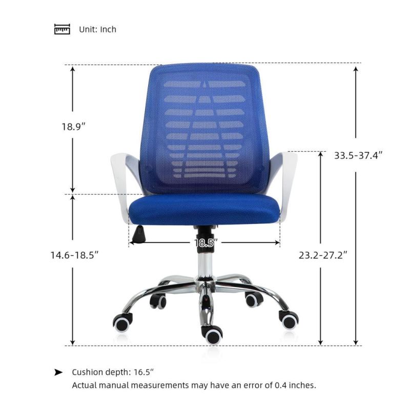 Cost-Effective Black and blue Mesh Office Chair with Folded Armchair for Home Meeting