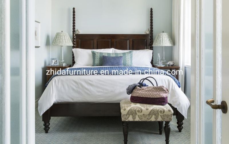 American Hotel Simple Solid Wood Furniture Fabric Bedroom Set