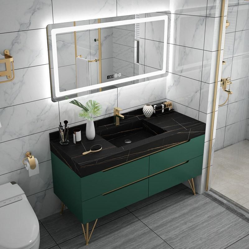 Luxury New Design Floor Mounted Ripple Effect Bathroom Vanity with Factory Price with Rock Plate Sink