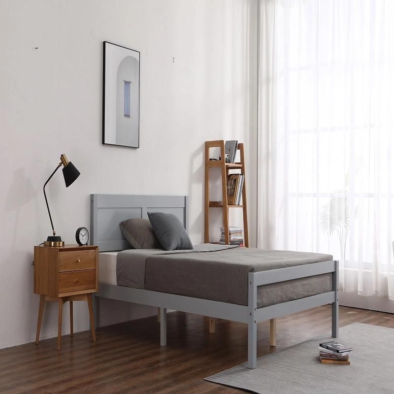 Simple Bedroom Modern Solid Wood Single Double Universal Kd Bed Furniture