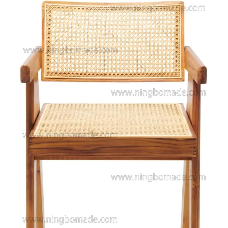 Classic Silhouette Drafting Compass Furniture Natural Ash and Rattan Armchair Bar Stool