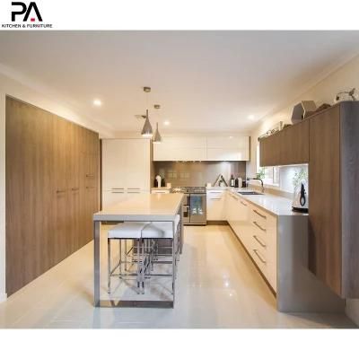 Quality Furniture Modern Design L-Shaped Lacquer and Melamine Kitchen Cabinets