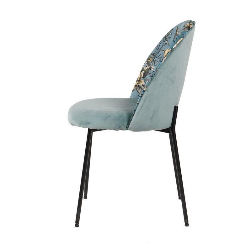 Ergonomic Design Flower Blue Modern Oval Back Elastic Stretch Dining Chair