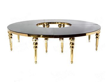 Gold Round Hotel Luxury Glass Banquet Hall Dining Table for Wedding