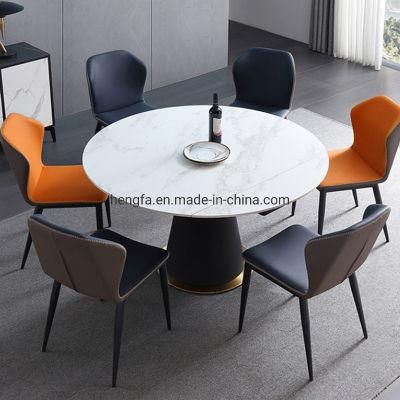 Modern Italian Metal Hardware Marble Dining Furniture Round Table