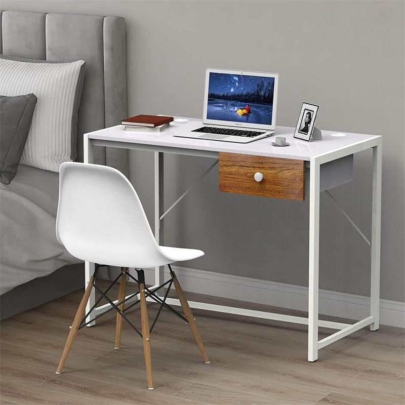 Modern Simple Home Office Desks Single Brown Drawer and Waterproof Tabletop Laptop Study Writing Table